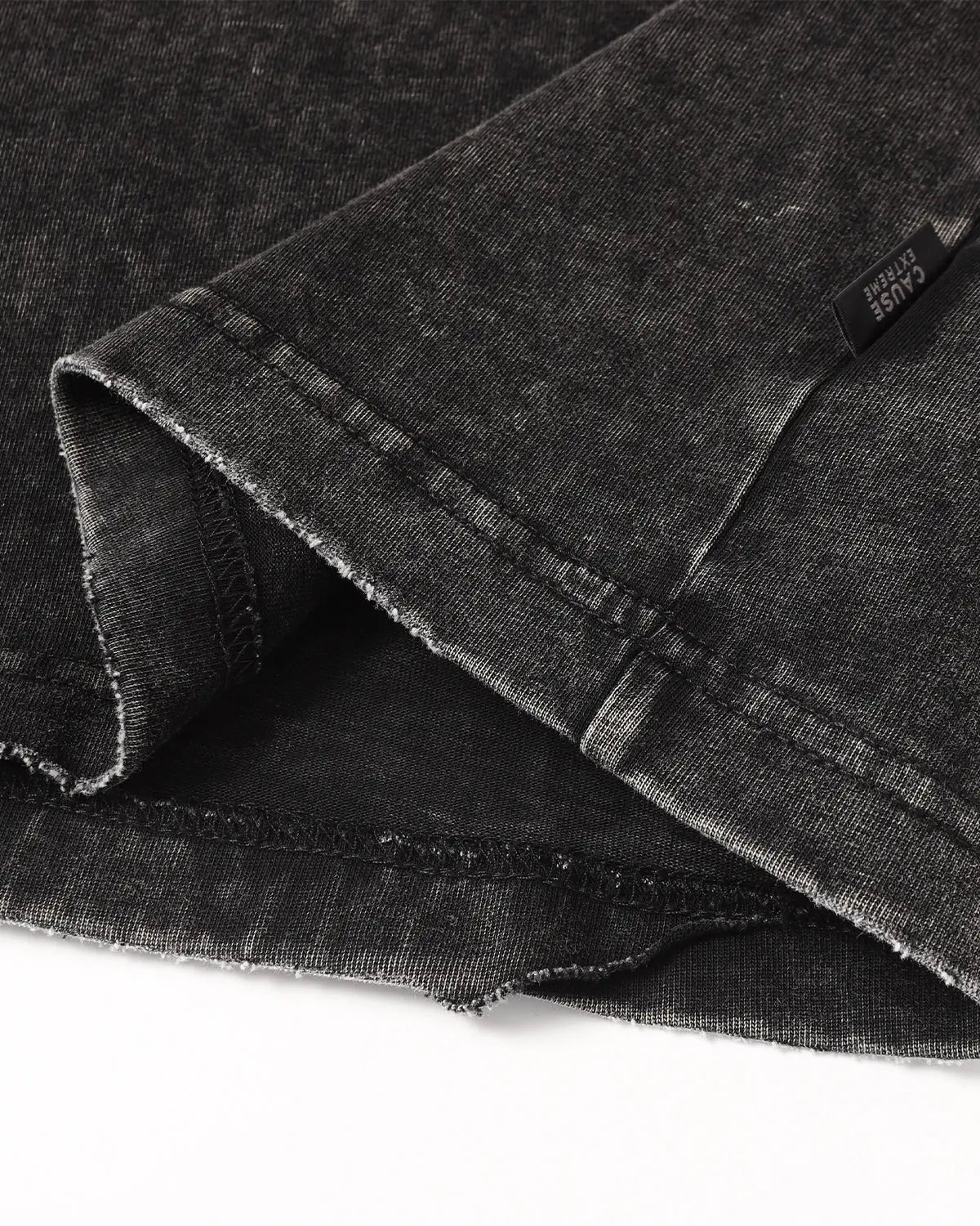 Gray deconstructed washed oversized T-shirt by Flation Streetwear featuring relaxed fit and distressed details.