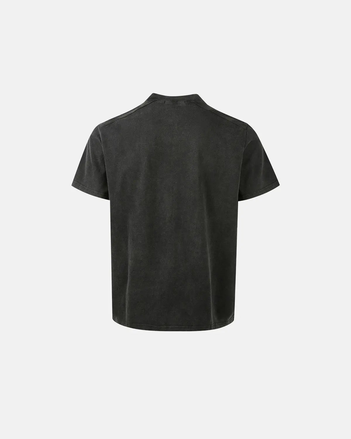 Grey distressed spray wash graphic T-shirt by Flation Streetwear, featuring bold urban design and casual fit.