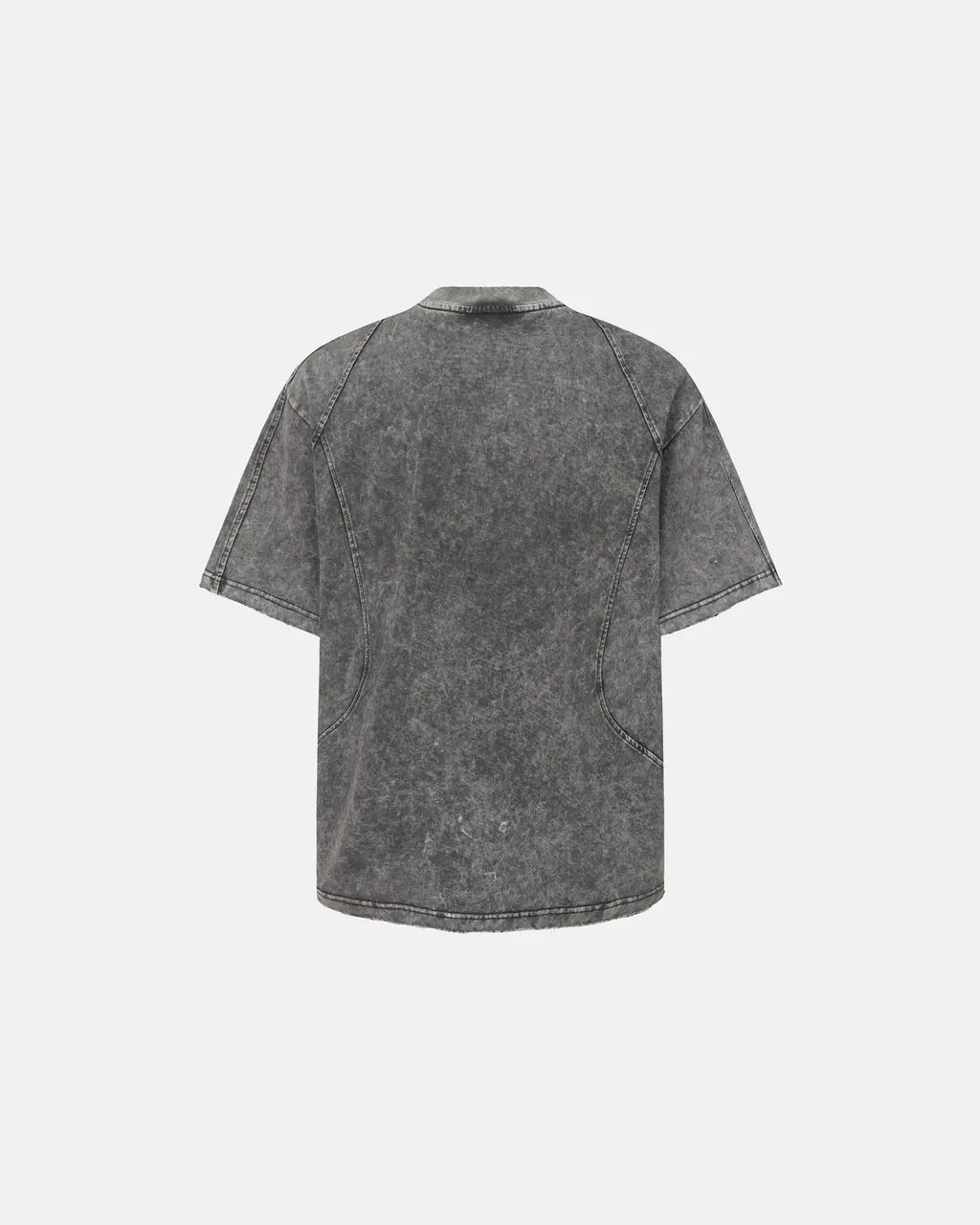Grey distressed washed zip sleeve T-shirt by Flation Streetwear, featuring a relaxed fit and casual style.