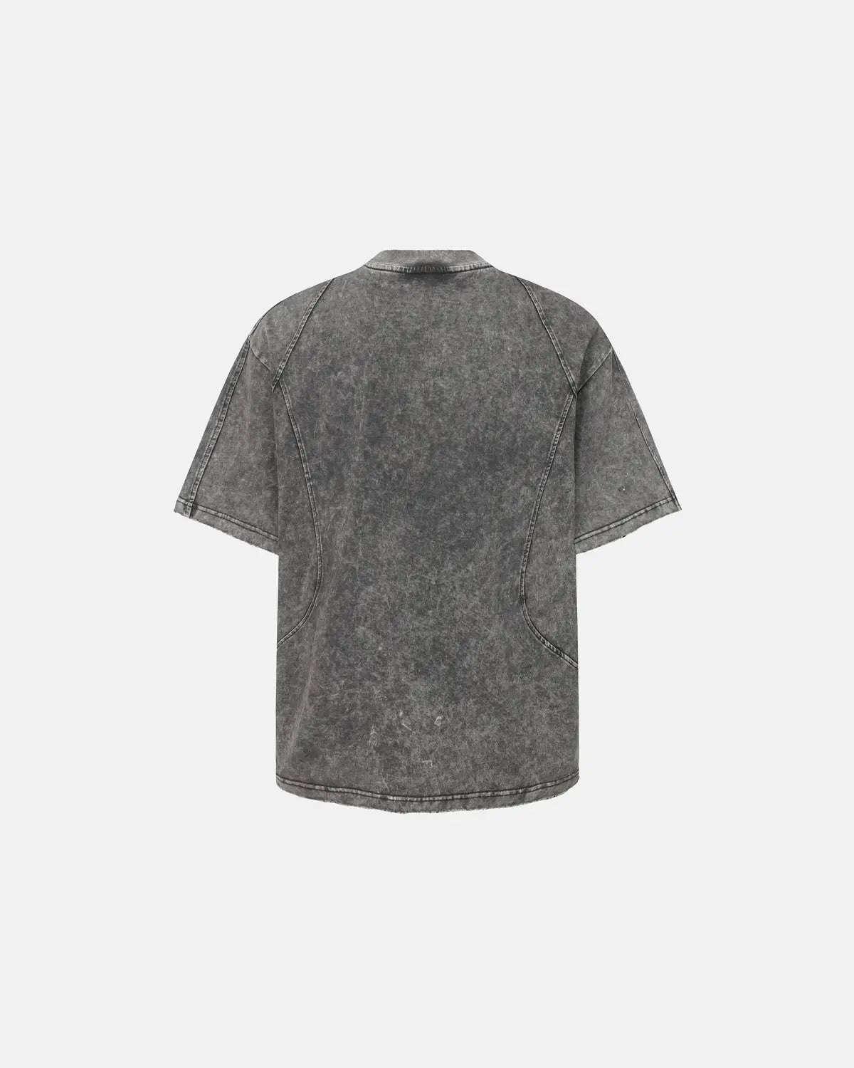 Grey distressed washed zip sleeve T-shirt by Flation Streetwear, featuring a relaxed fit and casual style.