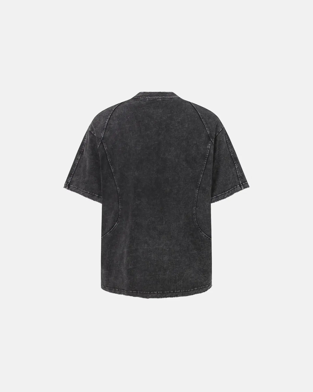 Gray distressed washed zip sleeve T-shirt by Flation Streetwear, featuring a casual fit and unique zip detail on the sleeves.