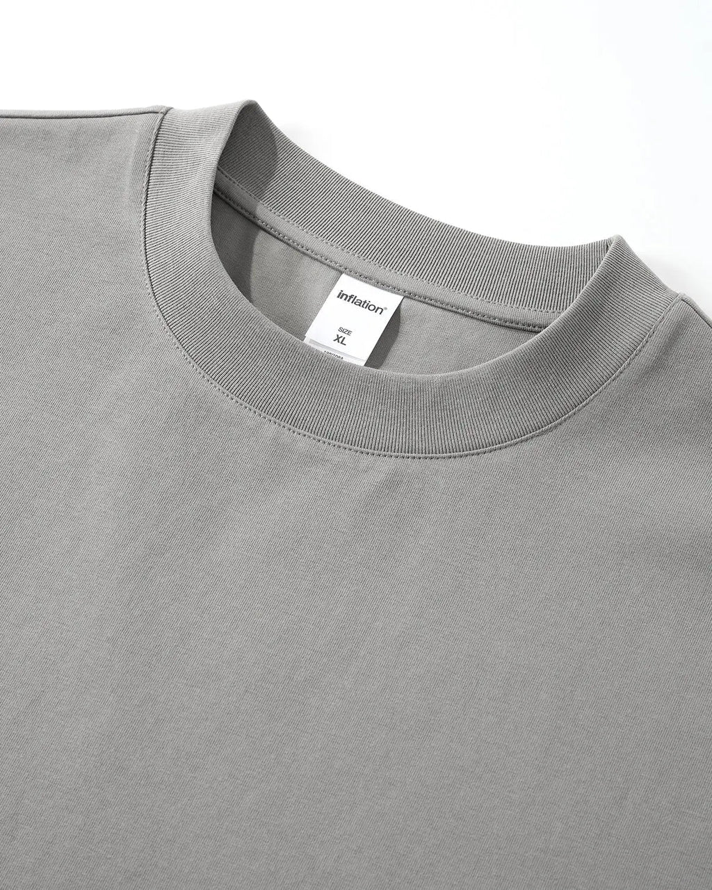 Grey embroidered frayed hem oversized T-shirt by Flation Streetwear, featuring relaxed fit and detailed embroidery on the front.