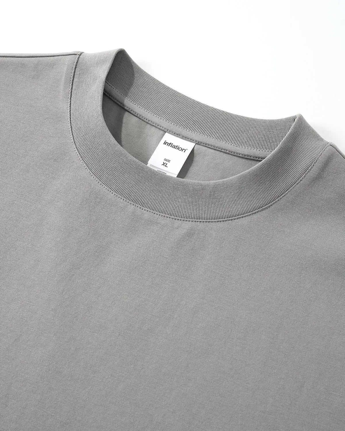 Grey embroidered frayed hem oversized T-shirt by Flation Streetwear, featuring relaxed fit and detailed embroidery on the front.