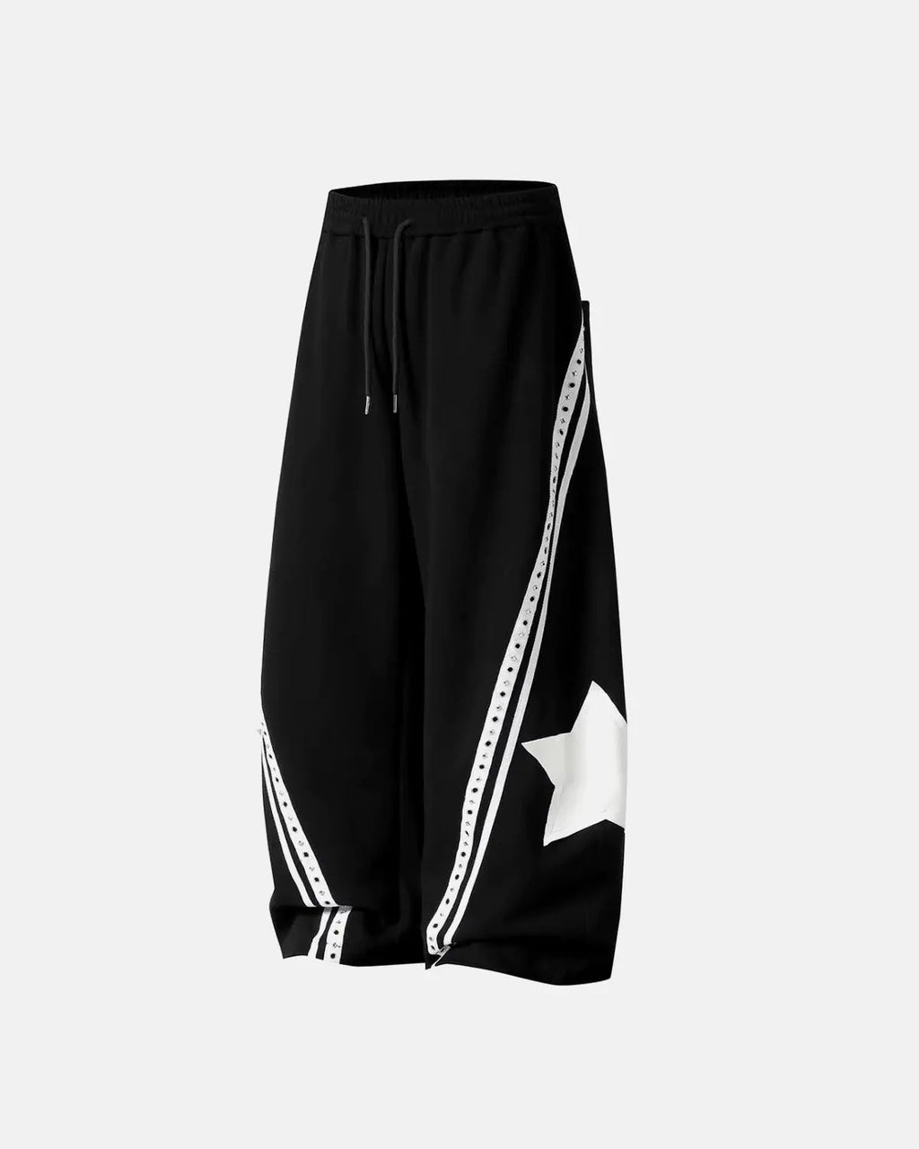 Gray contrast patchwork barrel sweatpants by Flation Streetwear featuring relaxed fit and stylish design.