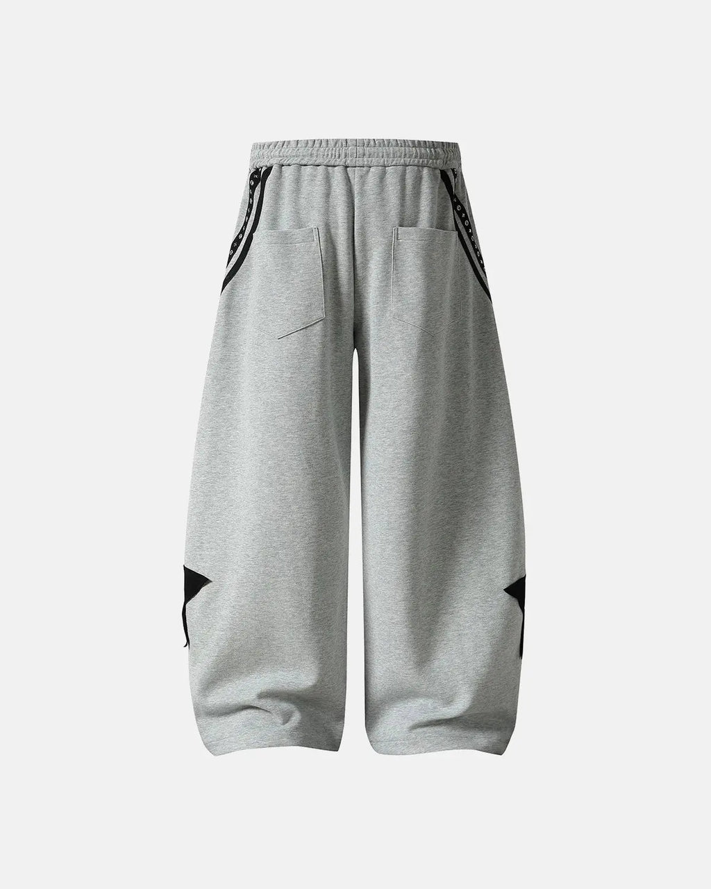 Grey Flation Contrast Patchwork Barrel Sweatpants with relaxed fit and stylish design, perfect for streetwear fashion.