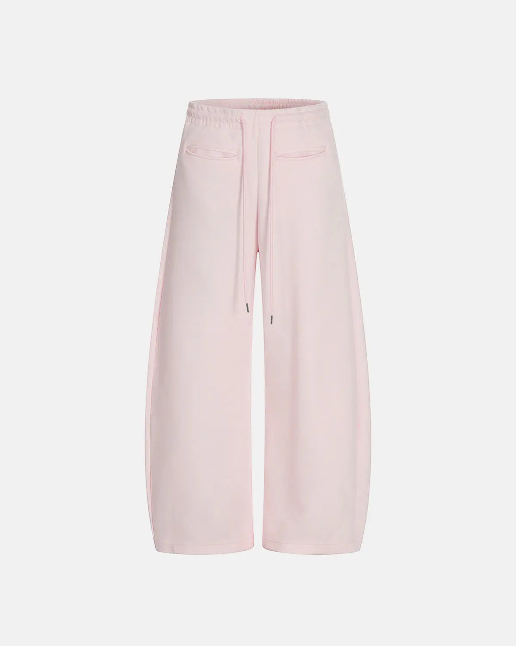 Grey Flation streetwear curved wide-leg sweatpants with relaxed fit and elastic waistband, stylish casual loungewear.