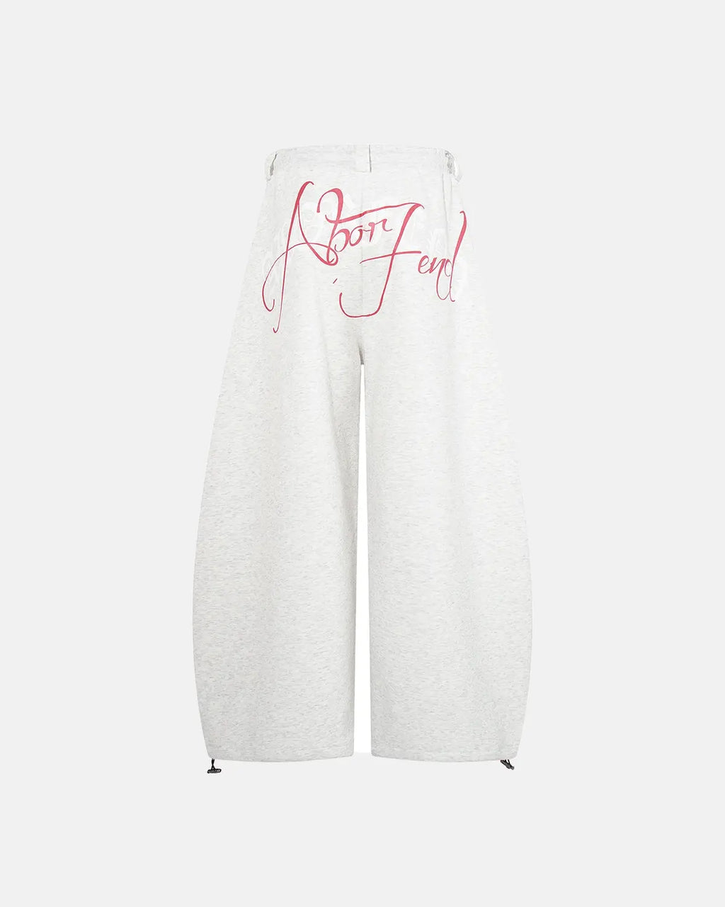 Grey Gothic Script baggy sweatpants by Flation Streetwear, featuring relaxed fit and bold Gothic lettering design.