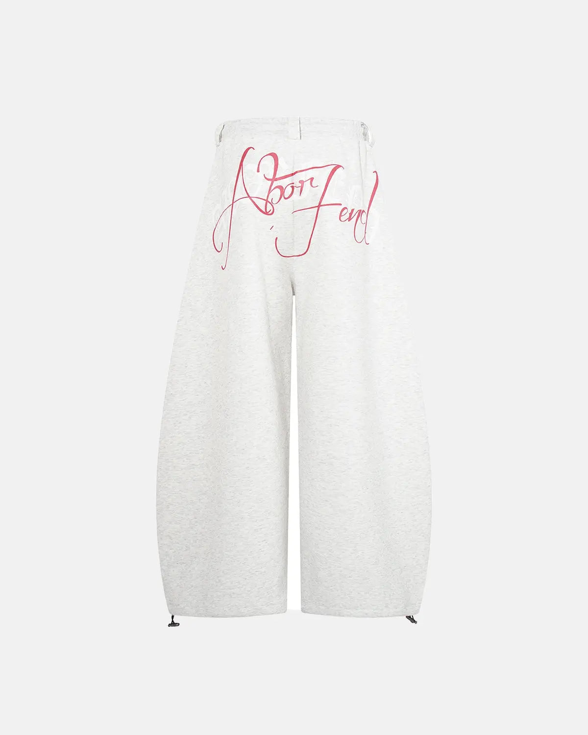 Grey Gothic Script baggy sweatpants by Flation Streetwear, featuring relaxed fit and bold Gothic lettering design.