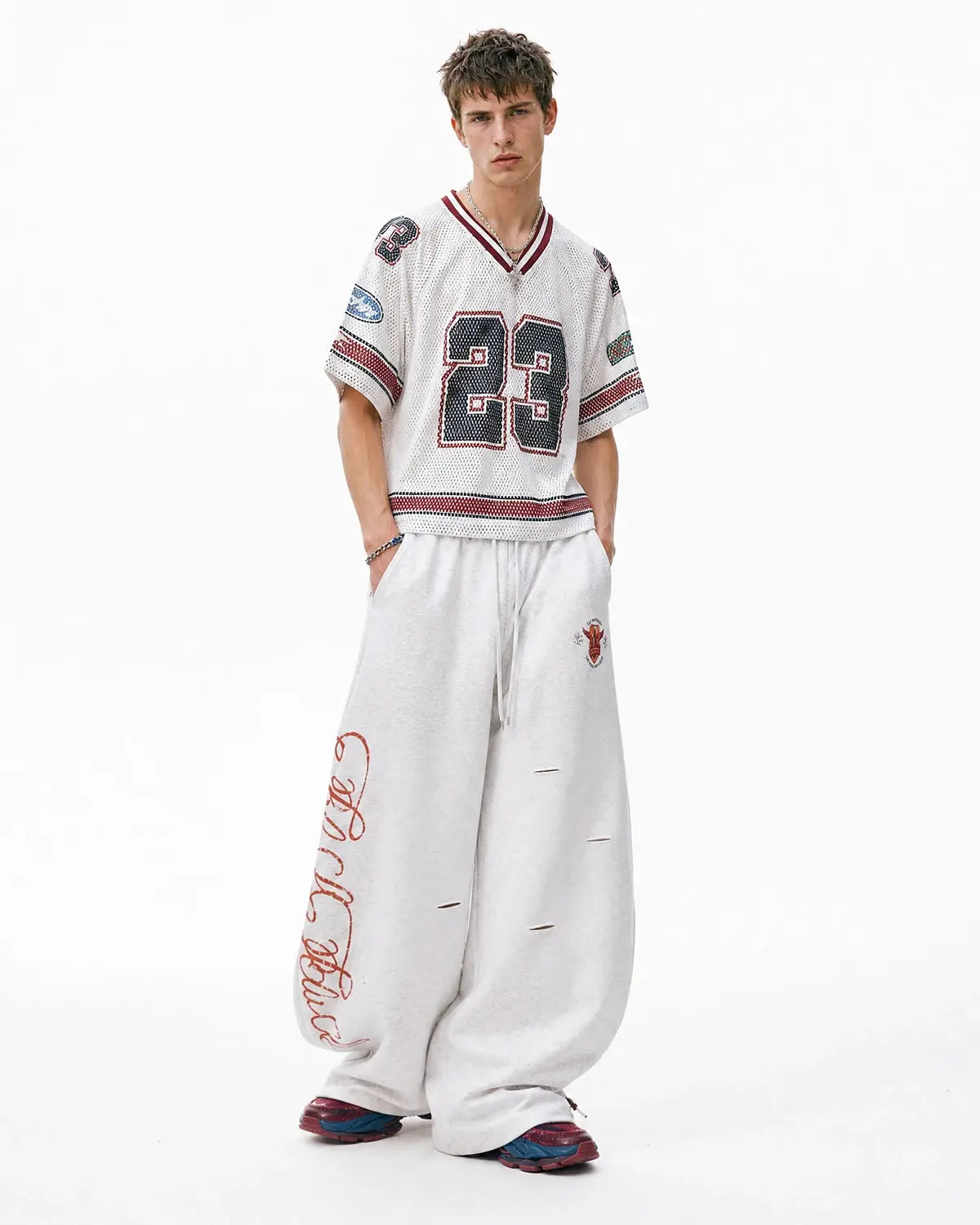 Gray vintage washed barrel sweatpants by Flation Streetwear featuring relaxed fit and casual style.