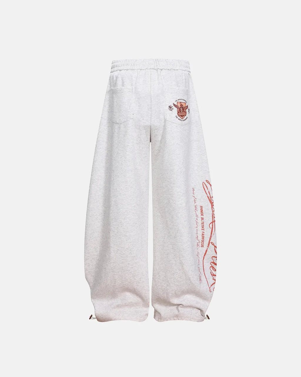 Gray vintage washed barrel sweatpants by Flation Streetwear, featuring relaxed fit and casual style.