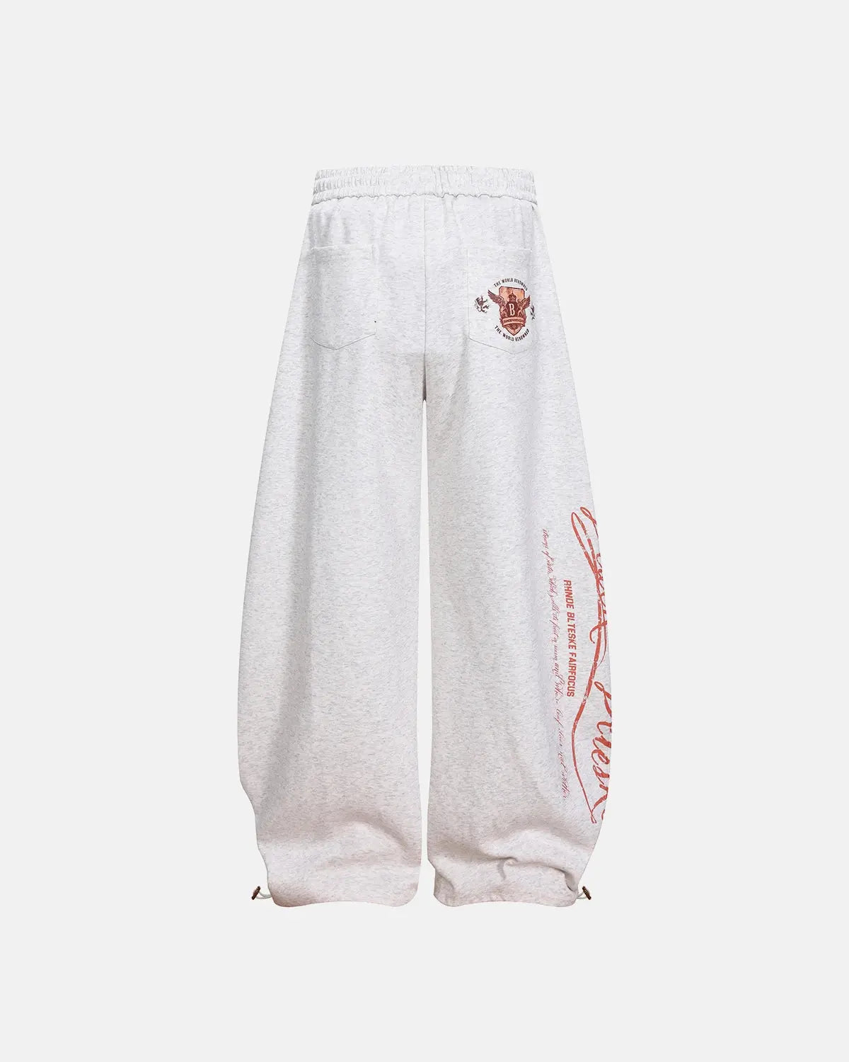 Gray vintage washed barrel sweatpants by Flation Streetwear, featuring relaxed fit and casual style.