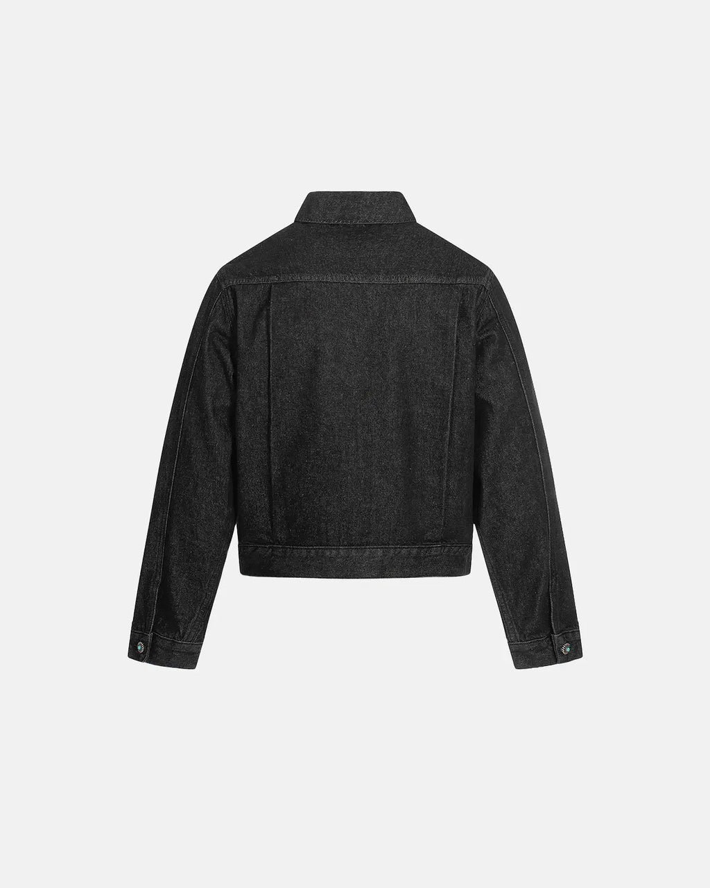 Raw Clasp Denim Jacket by Flation, featuring classic denim design and metal clasp details, worn as streetwear style.