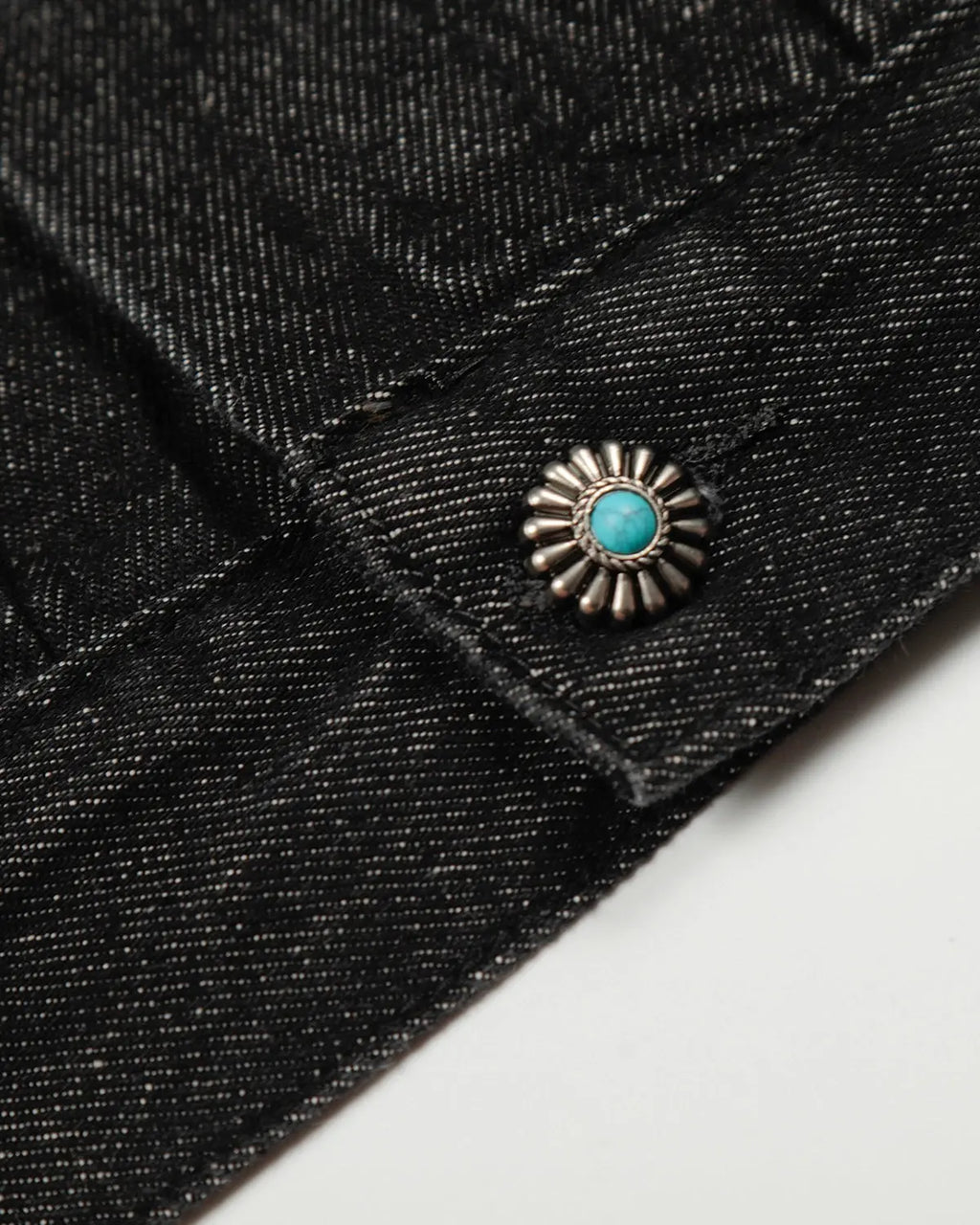 Raw Clasp Denim Jacket by Flation featuring a classic blue denim design with metal clasp details and a relaxed streetwear fit.