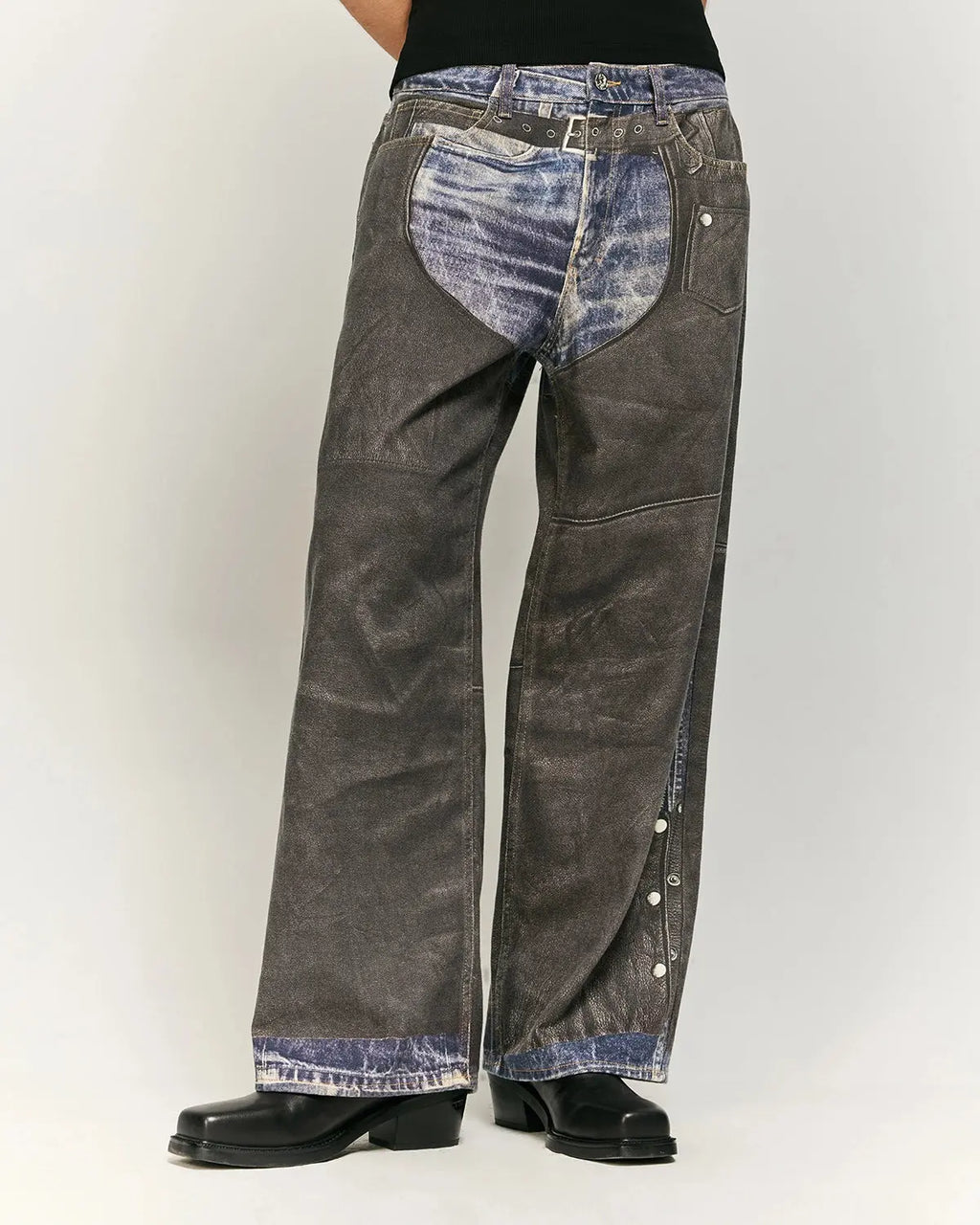 Colorblock digital printing cotton jeans by Flation Streetwear, shown in a stylish streetwear design with vibrant color accents.