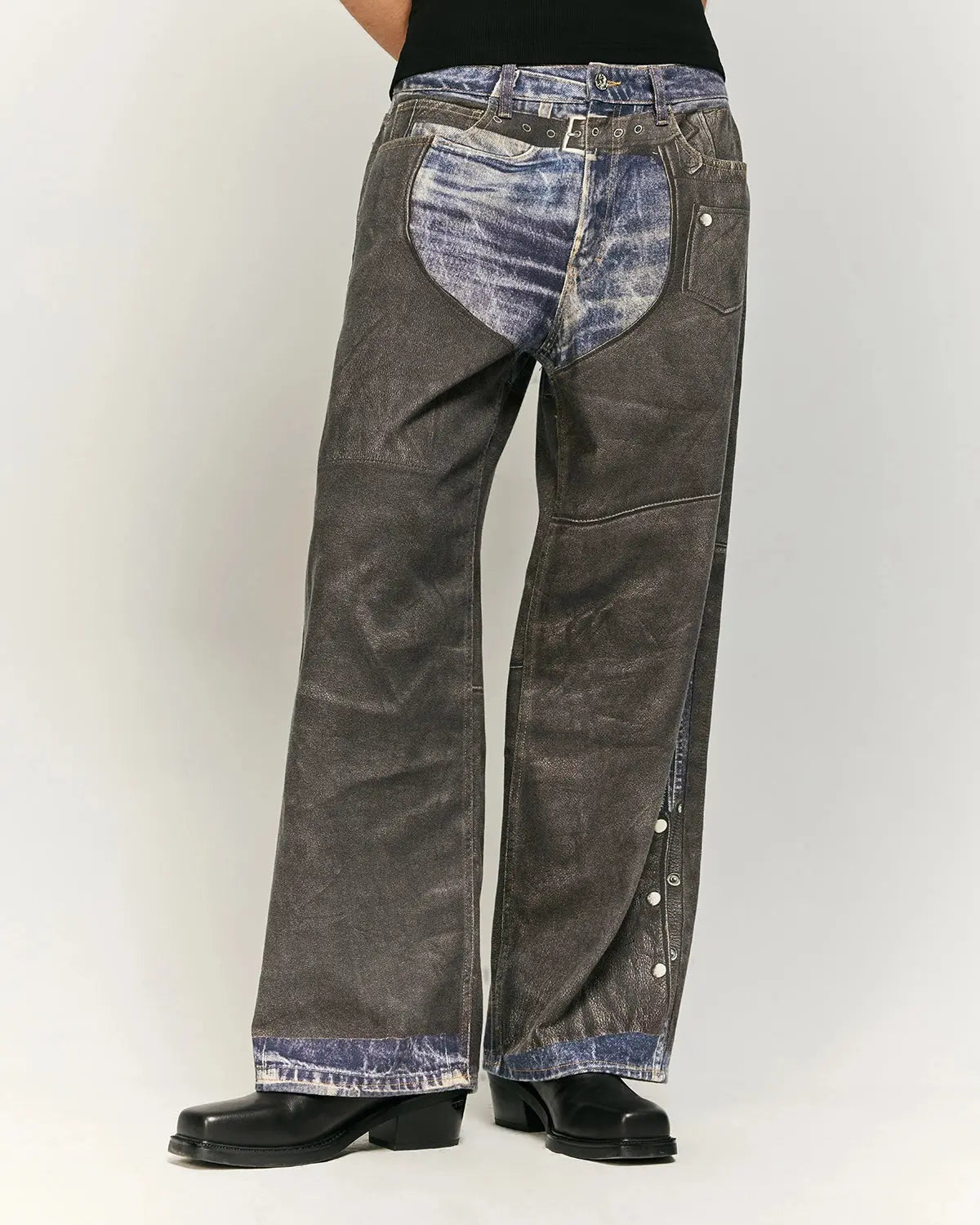Colorblock digital printing cotton jeans by Flation Streetwear, shown in a stylish streetwear design with vibrant color accents.