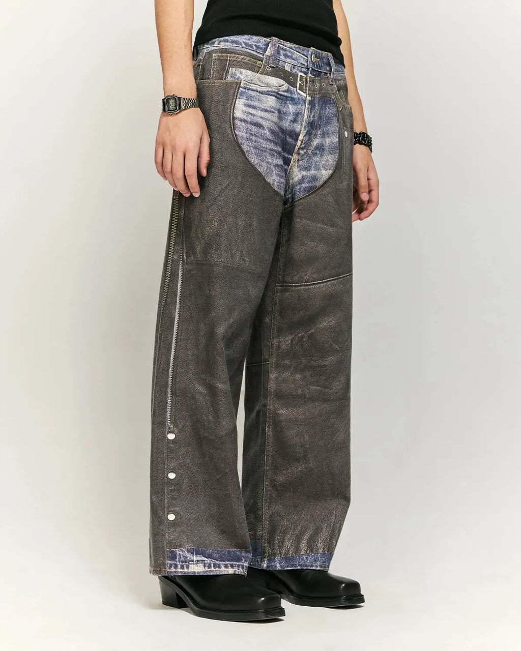 Colorblock digital printing cotton jeans by Flation Streetwear, showing a stylish pair of casual streetwear denim jeans.