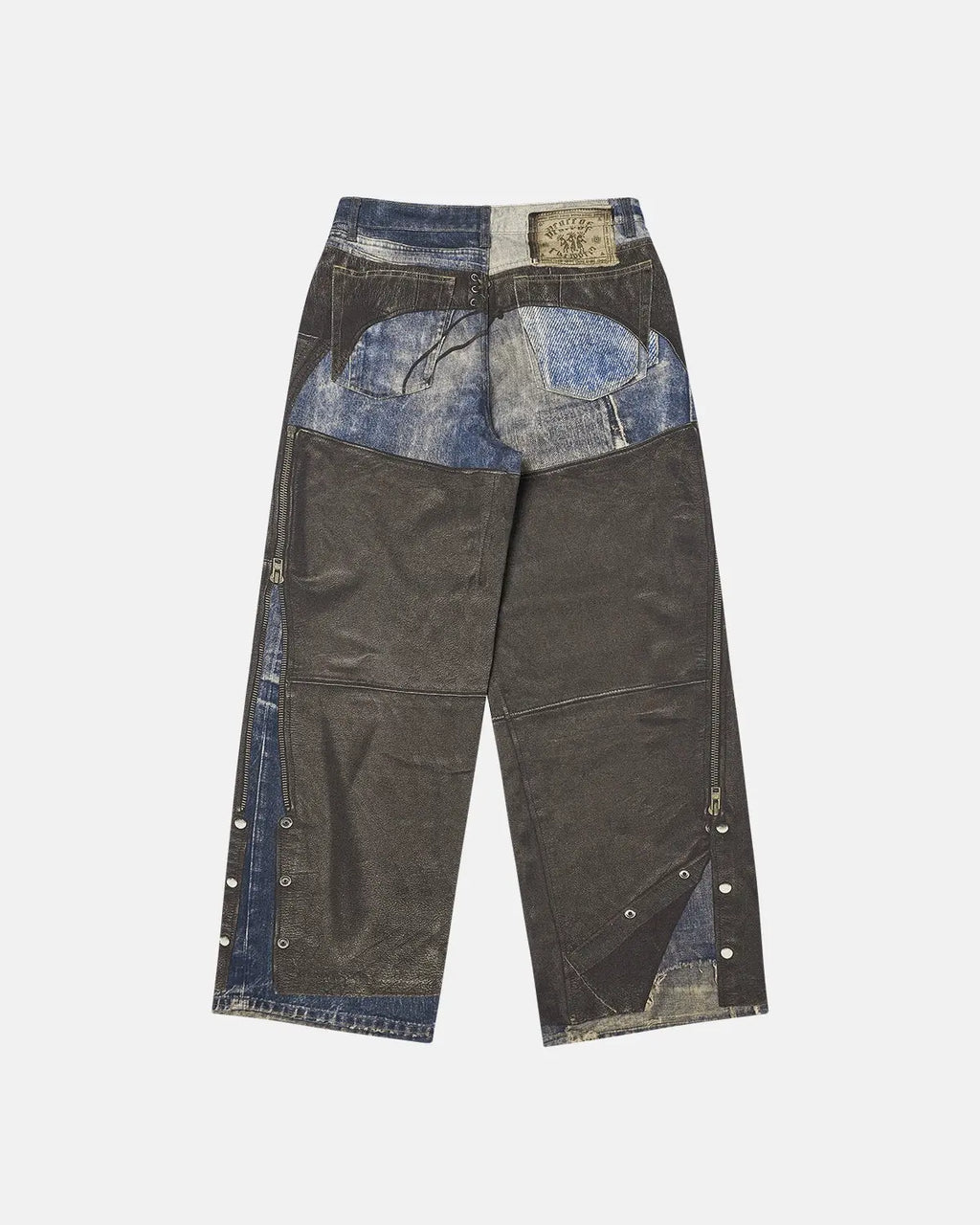 Colorblock digital printing cotton jeans by Flation Streetwear, showing slim-fit design with vibrant color blocks and detailed digital print.