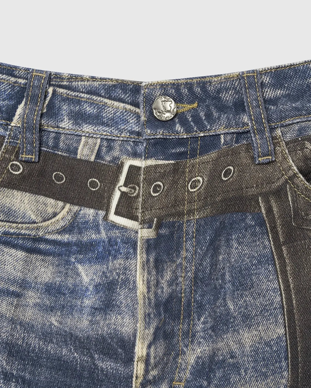 Colorblock digital printing cotton jeans by Flation Streetwear, featuring vibrant color panels and classic denim style.