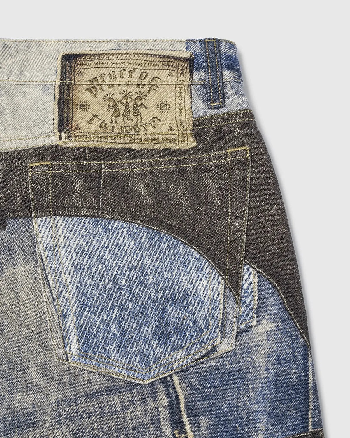 Colorblock digital printing cotton jeans by Flation Streetwear featuring vibrant color panels and a modern streetwear design.