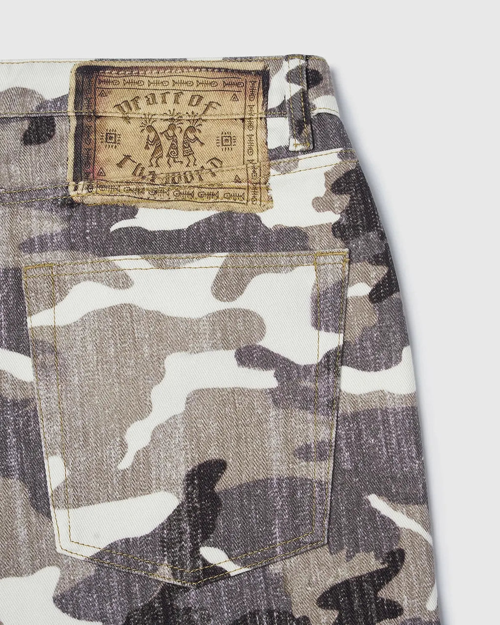 Flation patchwork effect print baggy jeans with colorful patchwork design and relaxed fit, stylish streetwear denim for casual wear.