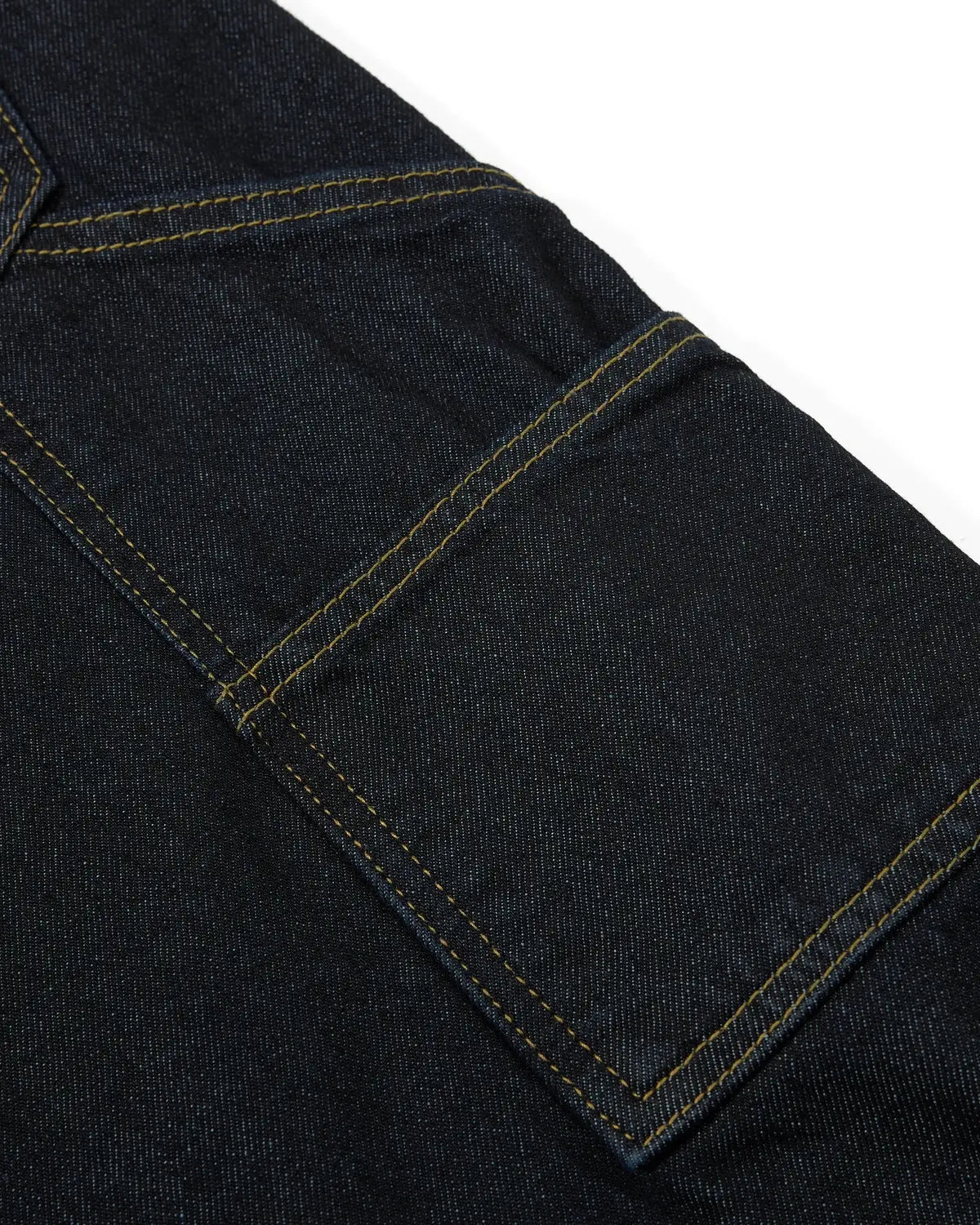 Black Flation deconstructed wide-leg longline jorts with raw hem and relaxed fit, casual streetwear denim shorts.