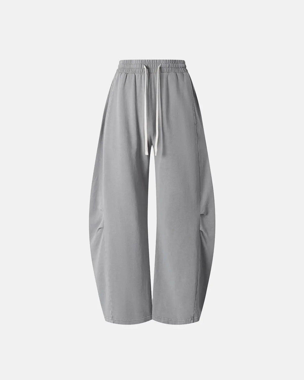 Khaki distressed acid washed barrel sweatpants by Flation Streetwear, featuring a relaxed fit and worn-in style.