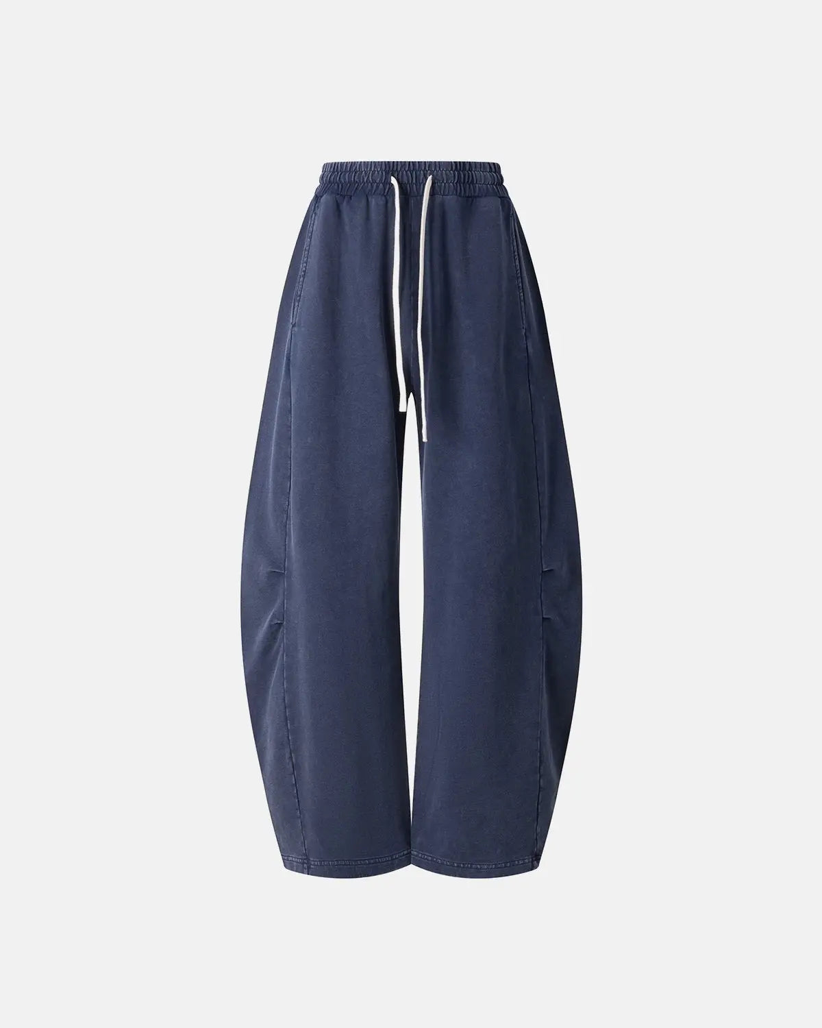 Khaki distressed acid washed barrel sweatpant by Flation Streetwear, showing relaxed fit and faded denim texture.