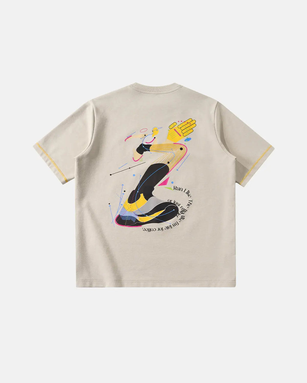 Light apricot Flation streetwear graphic t-shirt with contrast stitching and bold graphic design.