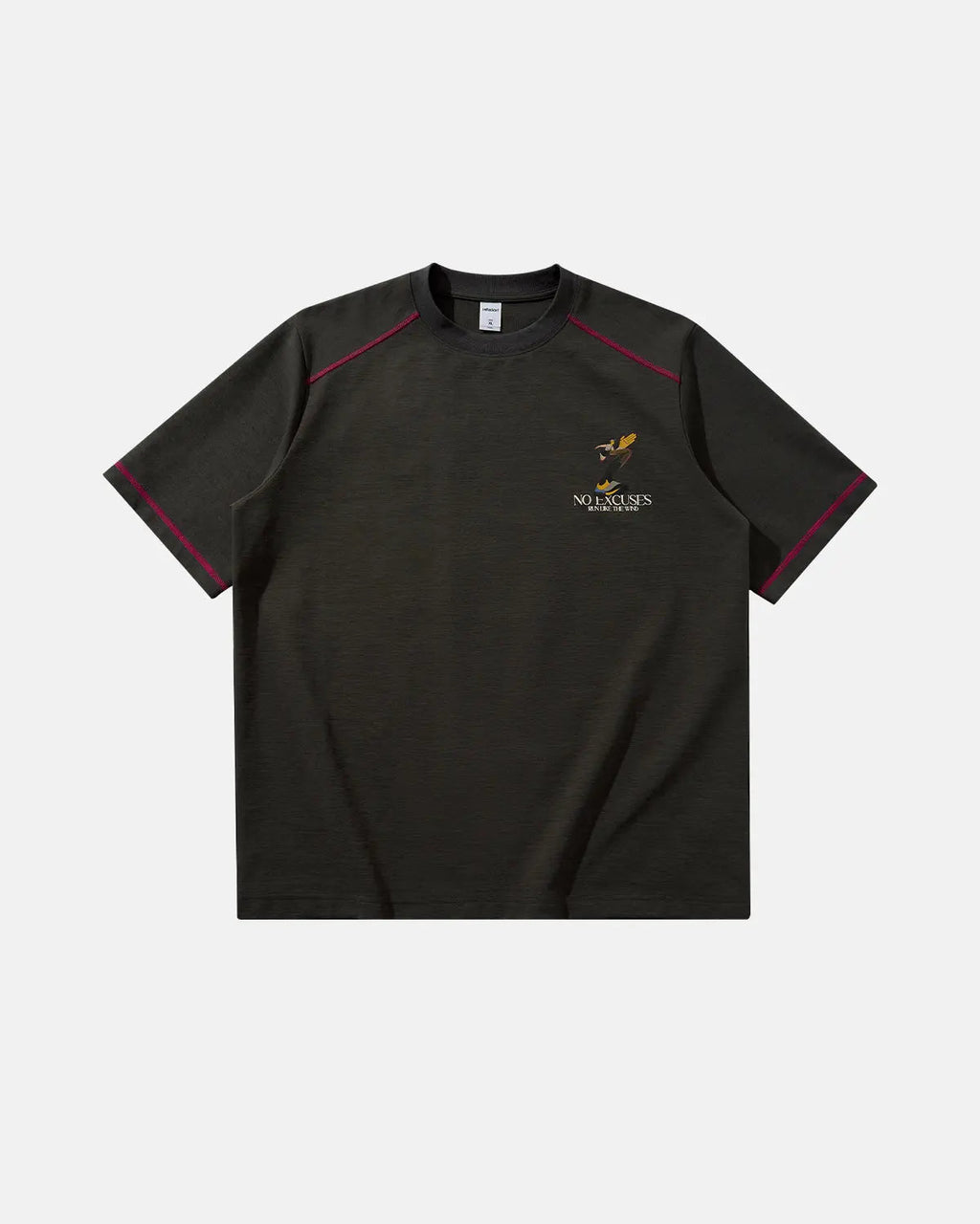 Light apricot Contrast Stitching Graphic Tee by Flation Streetwear featuring bold graphic design and stylish stitching details.