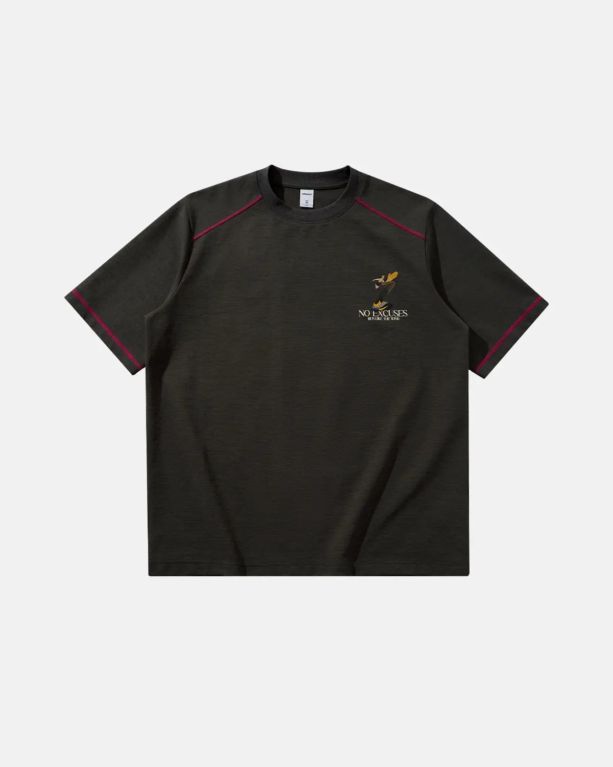 Light apricot Contrast Stitching Graphic Tee by Flation Streetwear featuring bold graphic design and stylish stitching details.