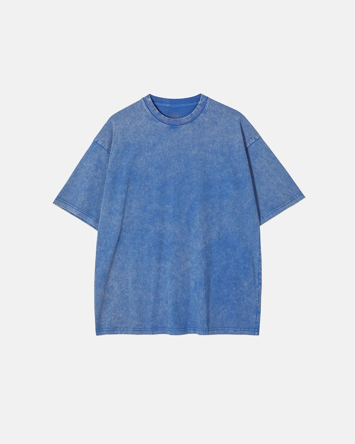 Light blue snow-washed oversized T-shirt by Flation Streetwear displayed on a mannequin, showcasing a relaxed fit and casual style.