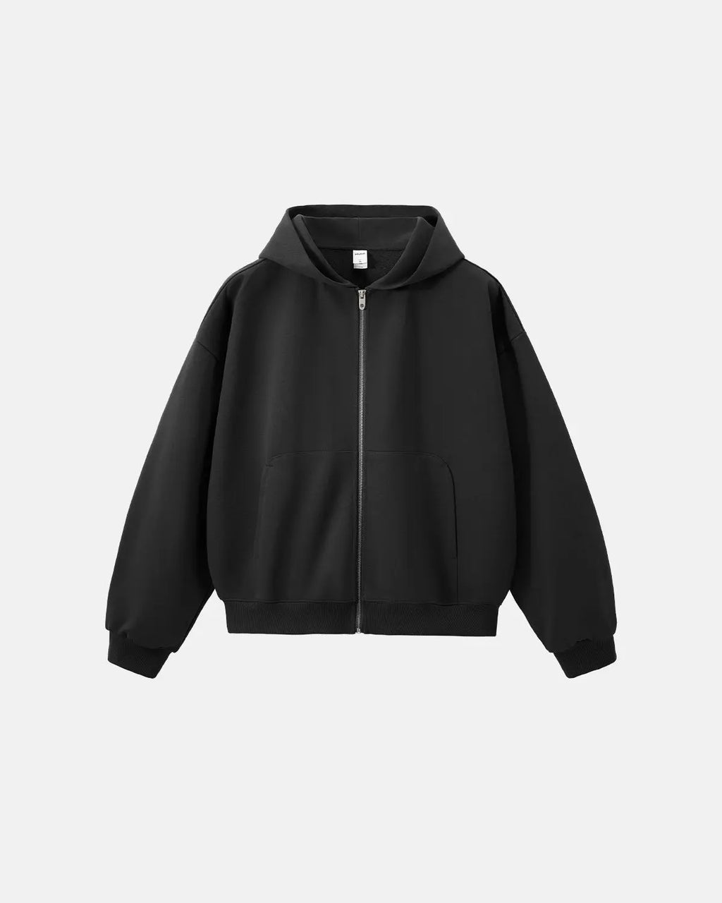 Light grey Flation Streetwear French Terry zip-up hoodie, featuring a casual fit and front zipper, ideal for streetwear style.
