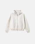 Light grey Flation French Terry zip-up hoodie with hood and front pockets, casual streetwear style.