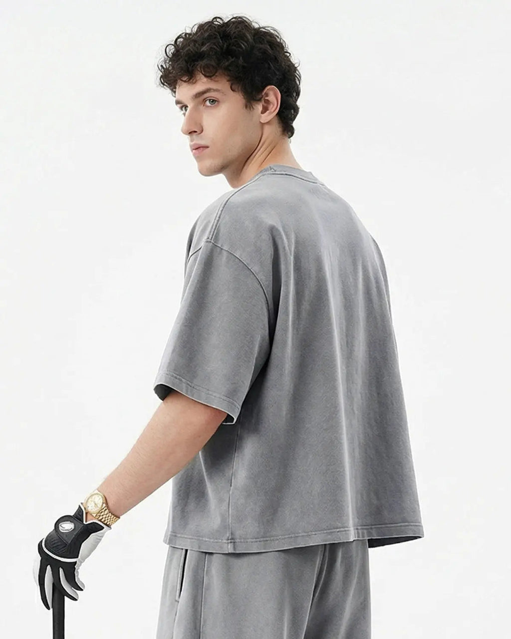 Mid-grey Flation Snow Washed Heavyweight Boxy T-Shirt showing a relaxed fit and soft, textured fabric from streetwear collection.