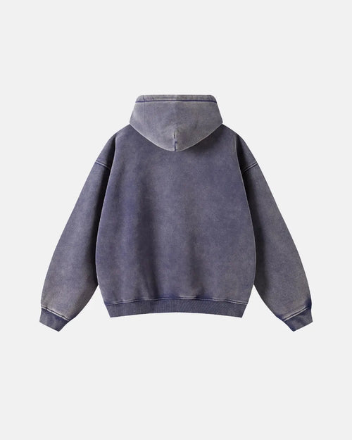Light gray 23 Washed Zip Up Hoodie by Flation Streetwear with a front zipper, hood, and casual fit.