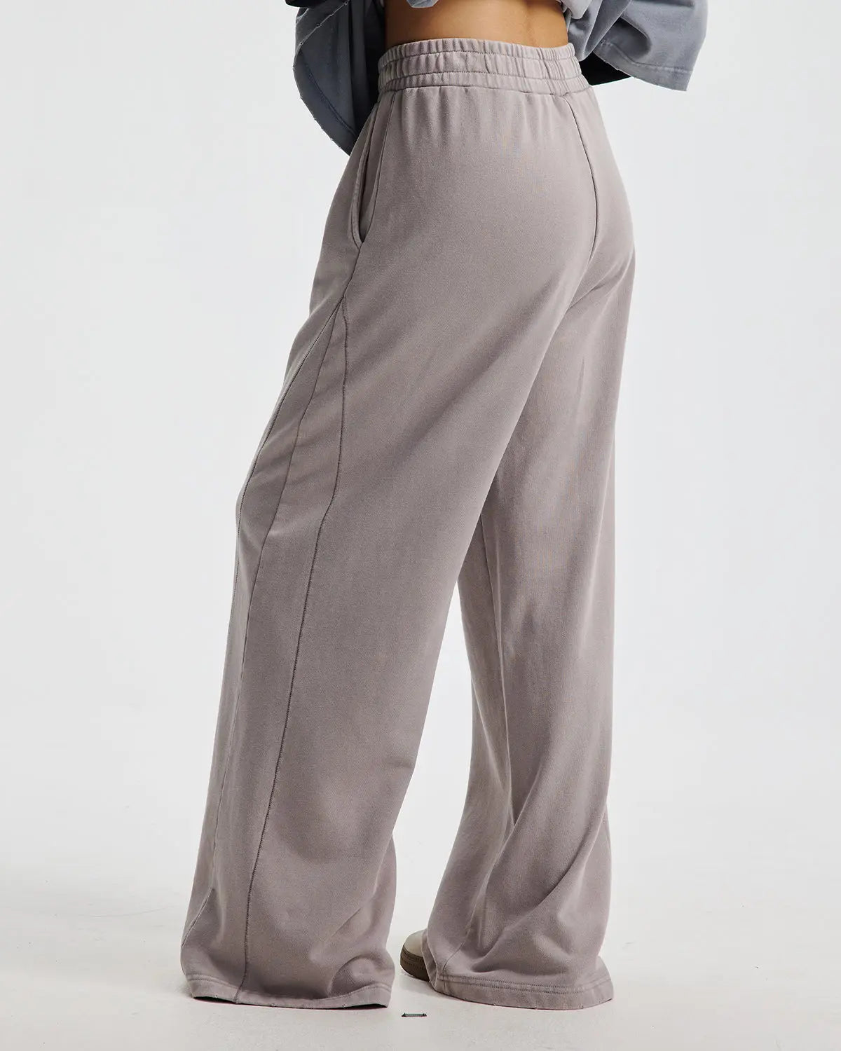 Flation Acid Wash Stitching Straight Leg Sweatpants showing distressed fabric, stitching details, and relaxed fit on a neutral background.