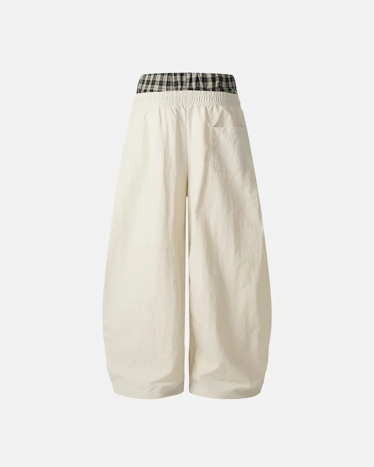 Flation plaid double waist baggy track pants with relaxed fit and stylish pattern, perfect for streetwear fashion.