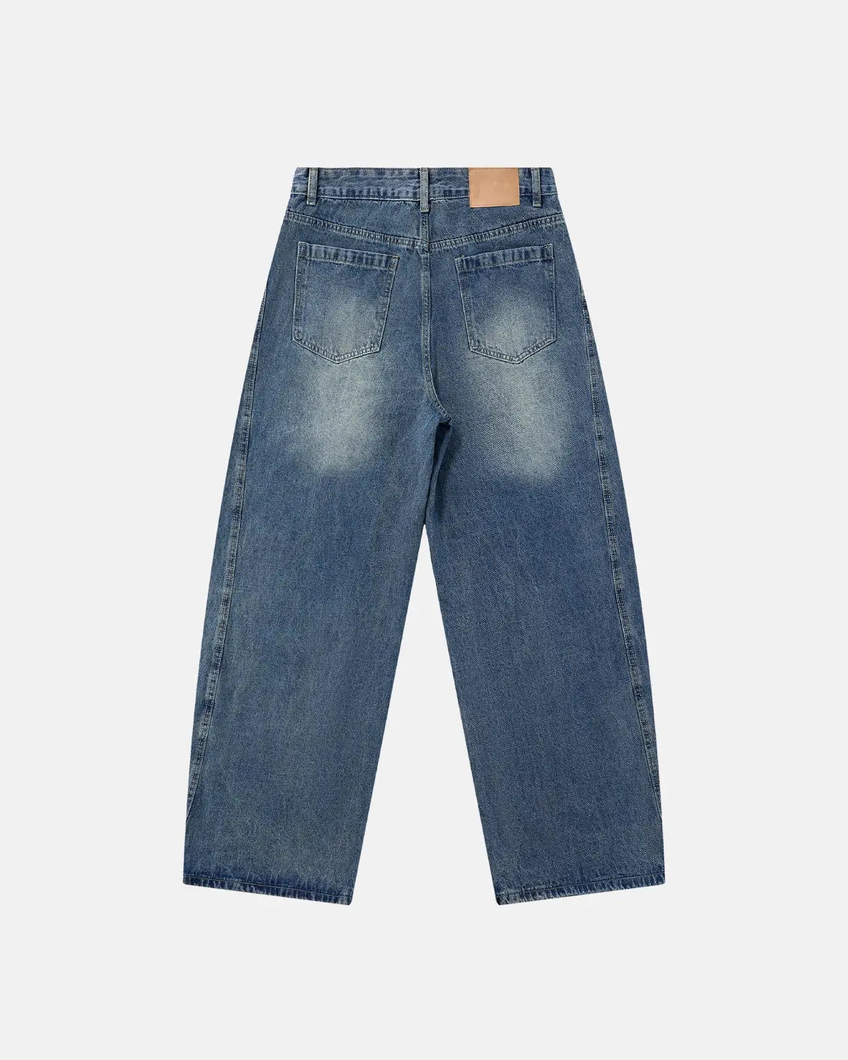 Deconstructed barrel jeans by INFLATION Streetwear, featuring distressed denim and unique layered detailing on pants.