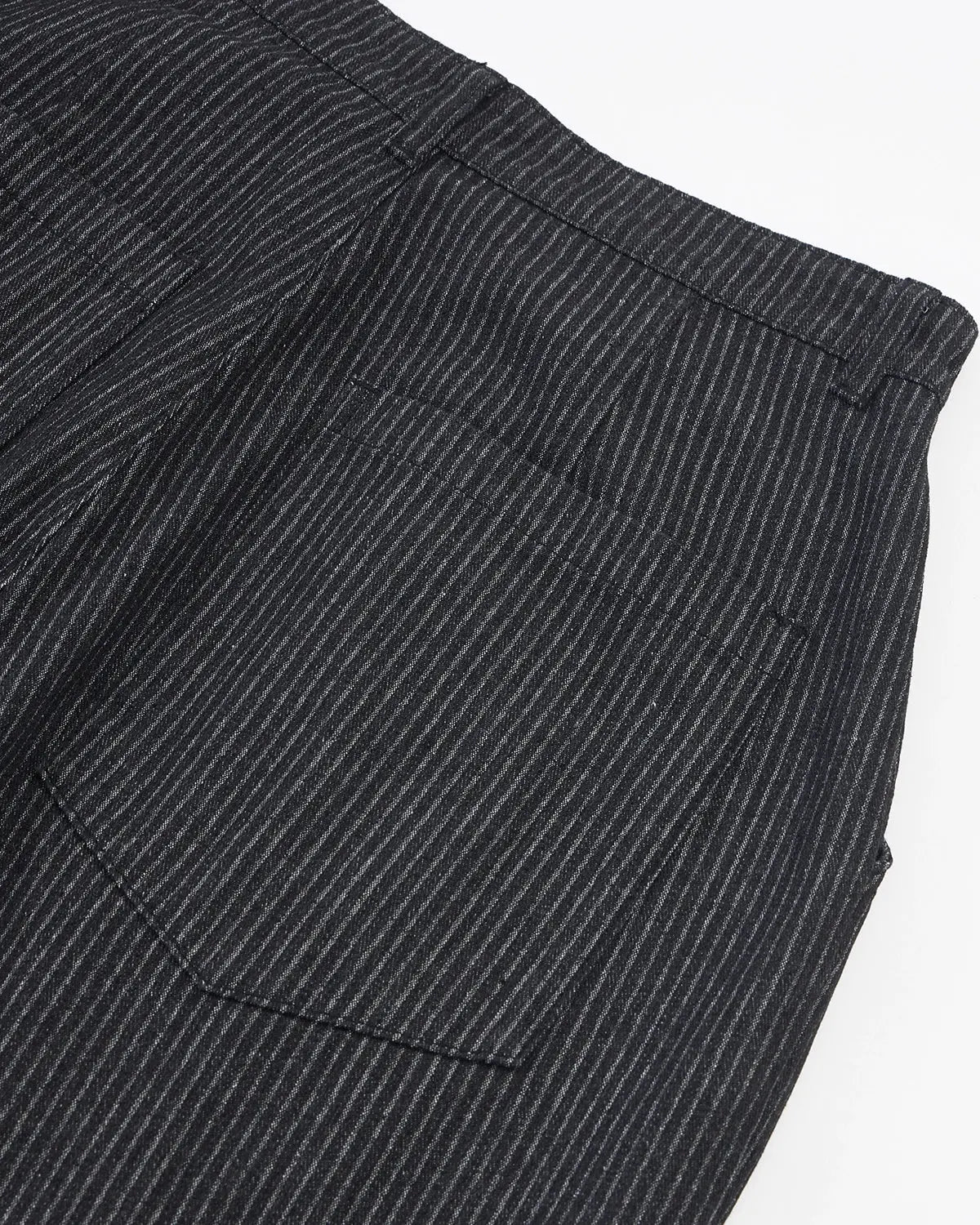 Vintage Flation pinstripe pleated barrel jeans, stylish pants with a relaxed fit and classic design, shown in the image.