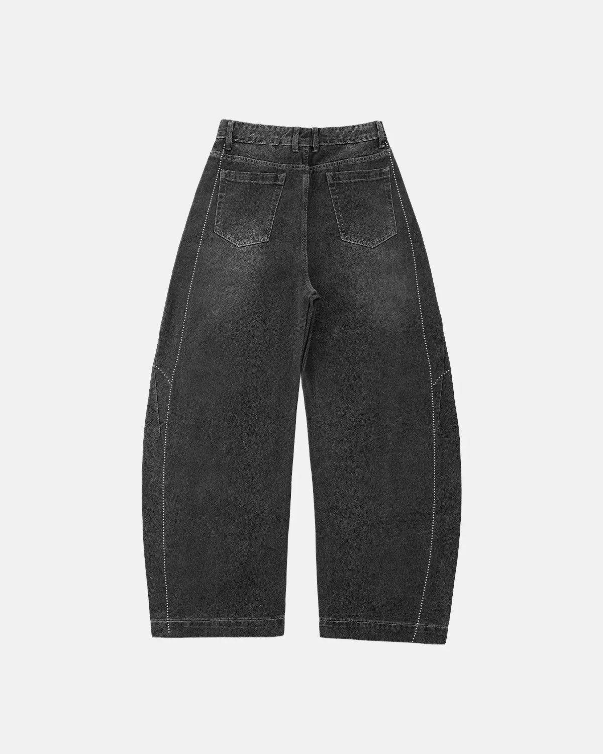 Flation Rhinestone Stitching Barrel Jeans, stylish streetwear pants with rhinestone details and a relaxed fit.