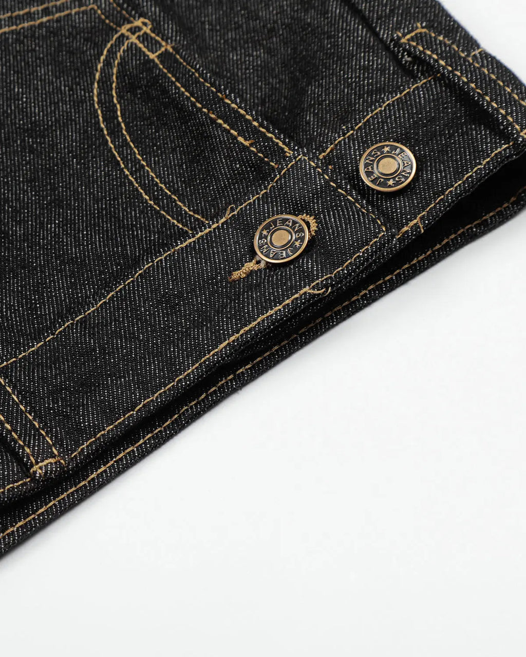 Black deconstructed raw denim jorts by Flation, streetwear pants with distressed details and frayed hems.