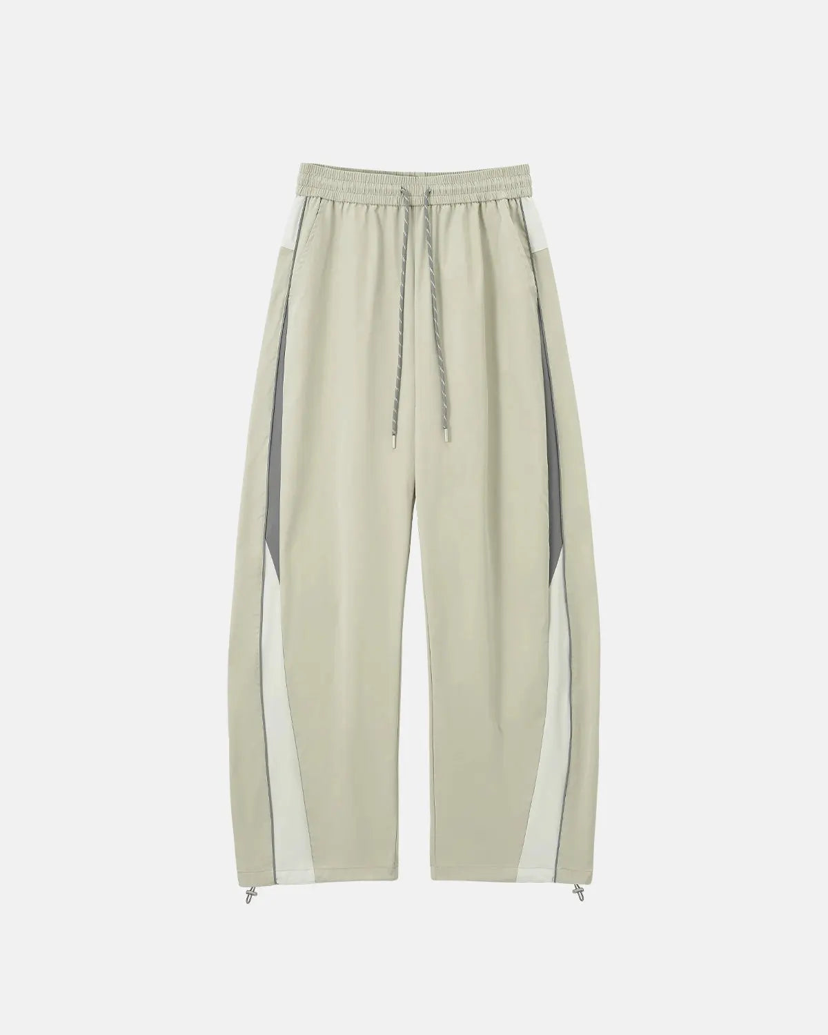 Black Flation reflective windbreaker track pants with sleek design, perfect for streetwear and active wear.