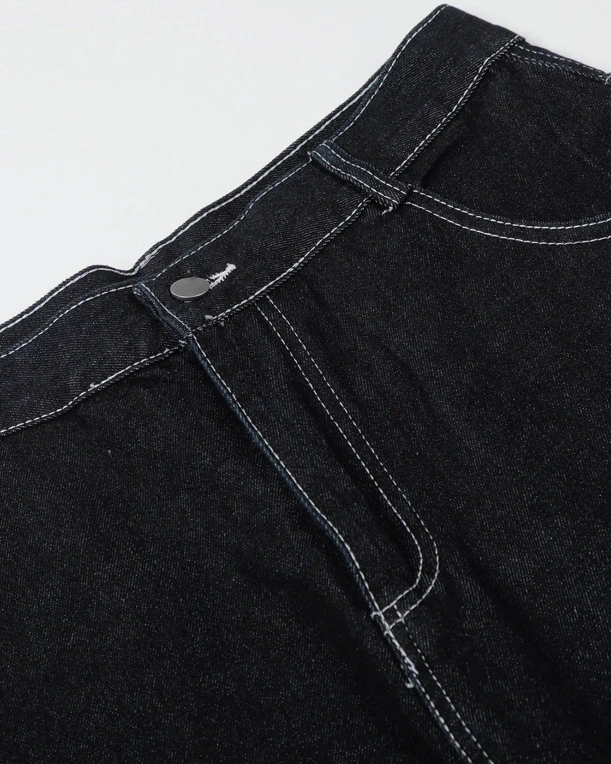 Black denim shorts with star rhinestone embellishments from Flation Streetwear, featuring a stylish, fitted design.