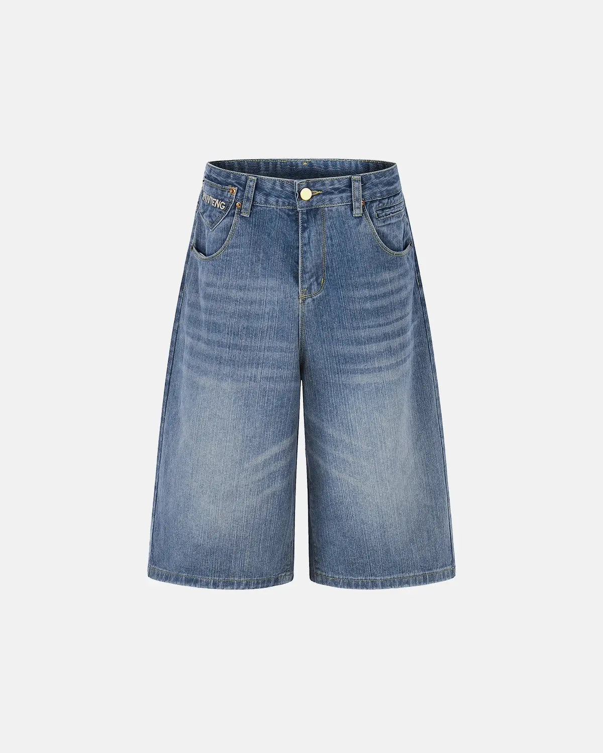 Blue Flation streetwear long jorts with cinch back and bamboo weave design, made from comfortable, stylish pants fabric.