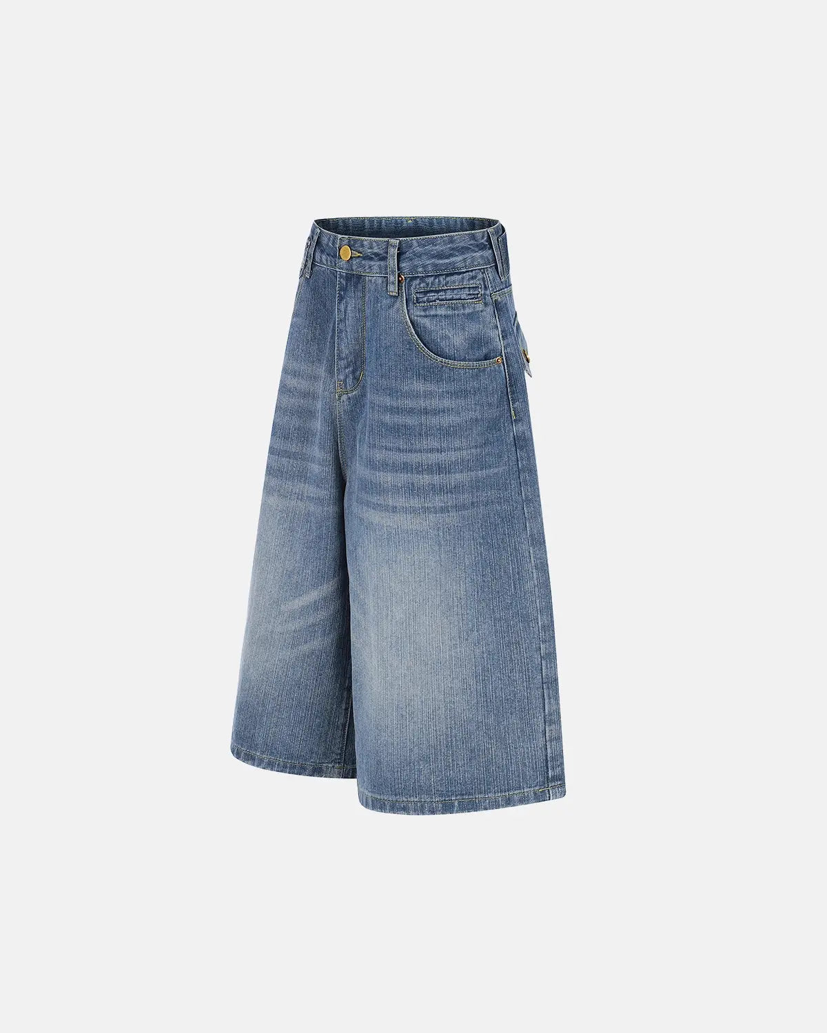 Blue Flation streetwear long jorts with cinch back, bamboo weave design, casual pants for relaxed summer style.