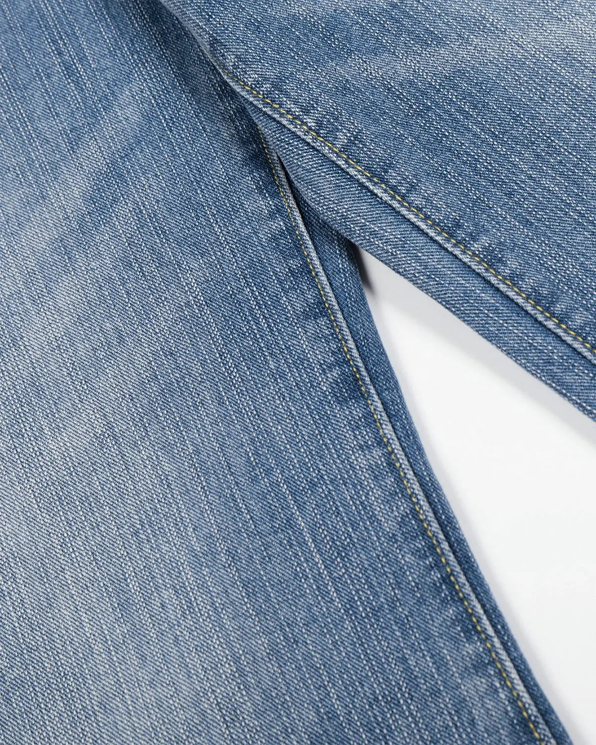 Flation blue washed bamboo weave baggy jeans with cinch back and relaxed fit, streetwear style pants for casual wear.