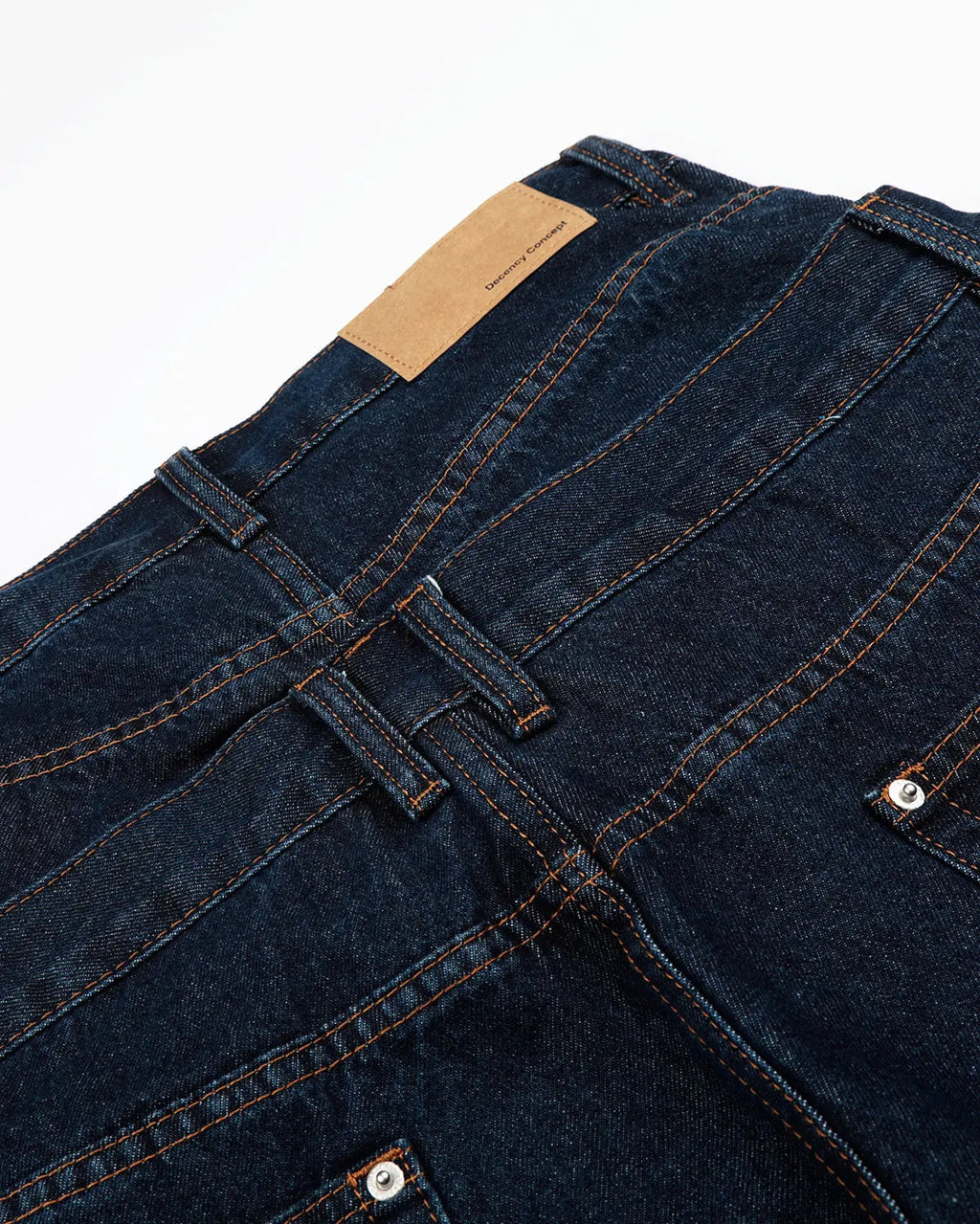 Blue double waist studded denim long jorts by Flation Streetwear, showcasing edgy shorts with metal stud details.