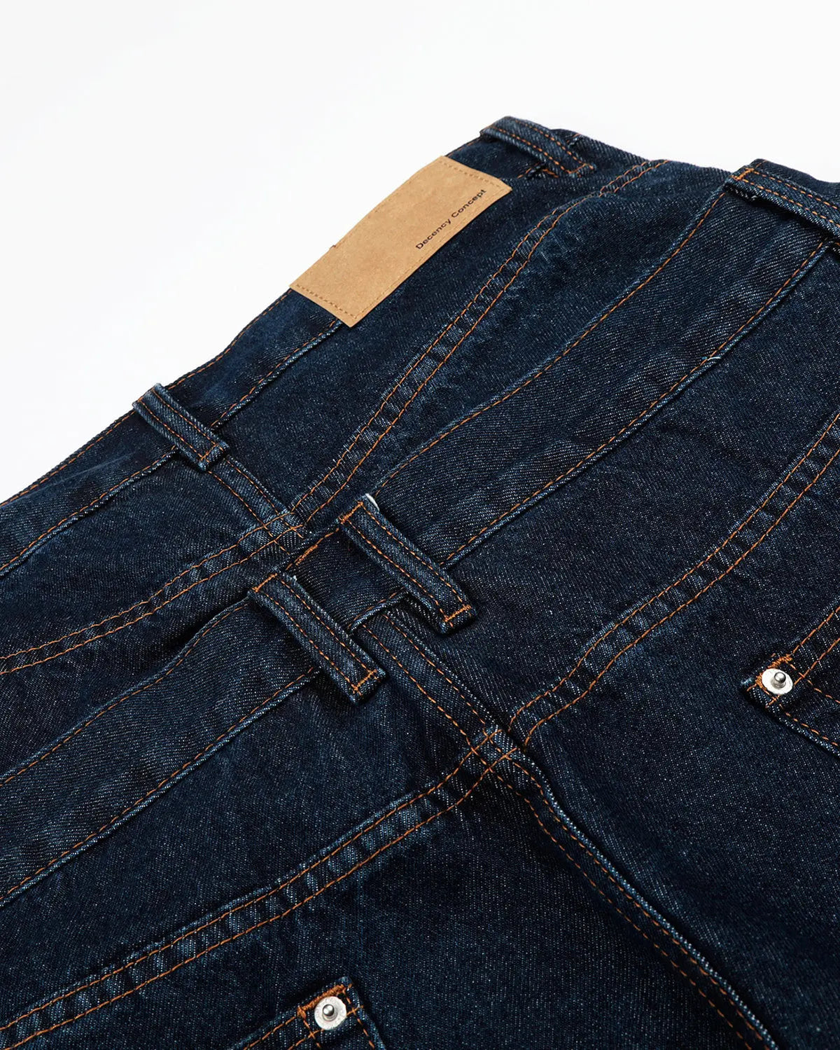 Blue double waist studded denim long jorts by Flation Streetwear, showcasing edgy shorts with metal stud details.