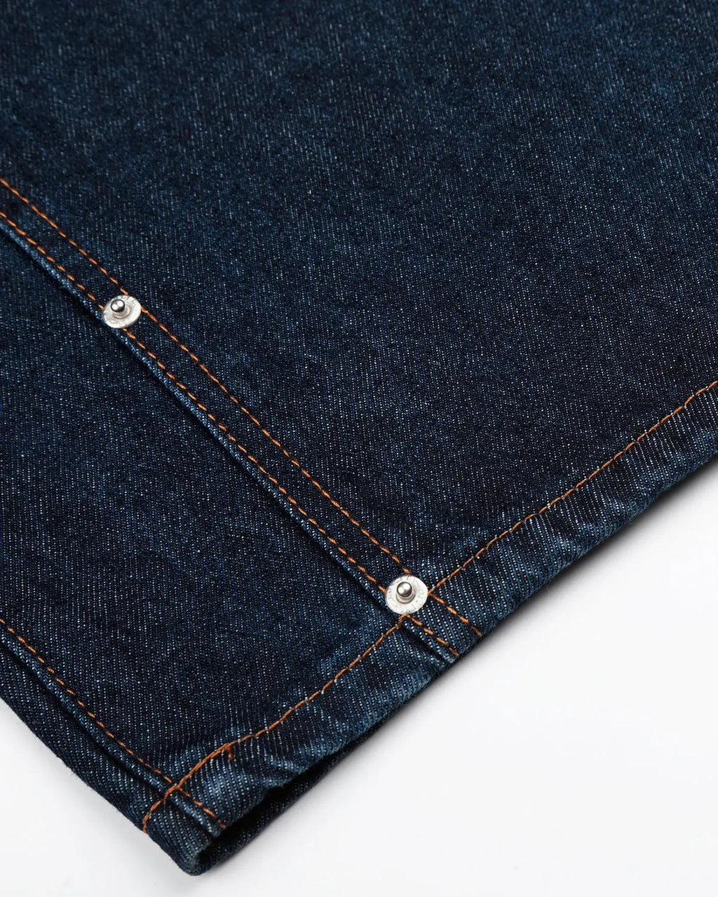 Blue double waist studded denim long jorts by Flation Streetwear, stylish pants with distressed detailing and metal stud accents.