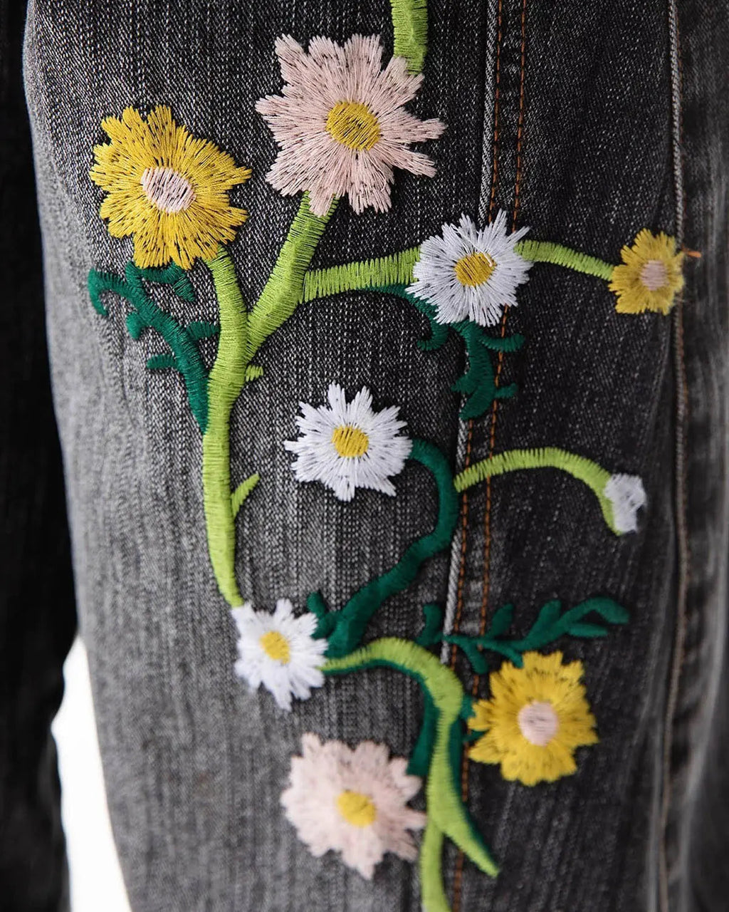 Blue Embroidery Bamboo Weave Baggy Jeans by Flation Streetwear, showcasing relaxed fit denim pants with detailed embroidery.